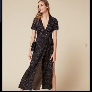 Reformation Black Star Print Orchid wrap dress sz Medium